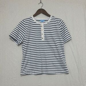 Draper James Classic Striped Tee in Navy and Cream